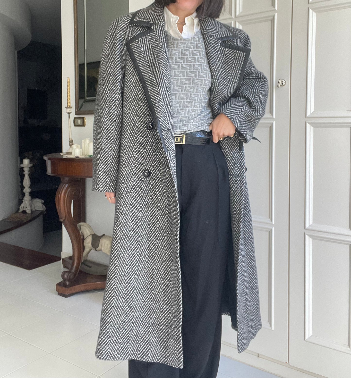 Cappotto in pura lana spigato