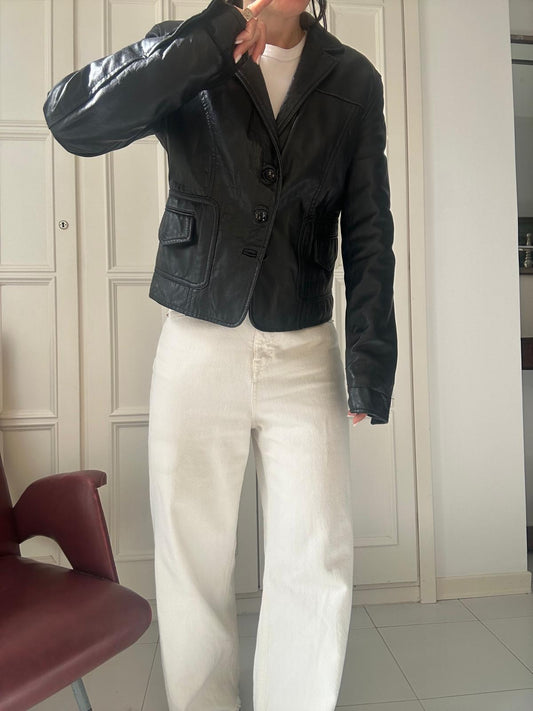 Blazer corto in pelle