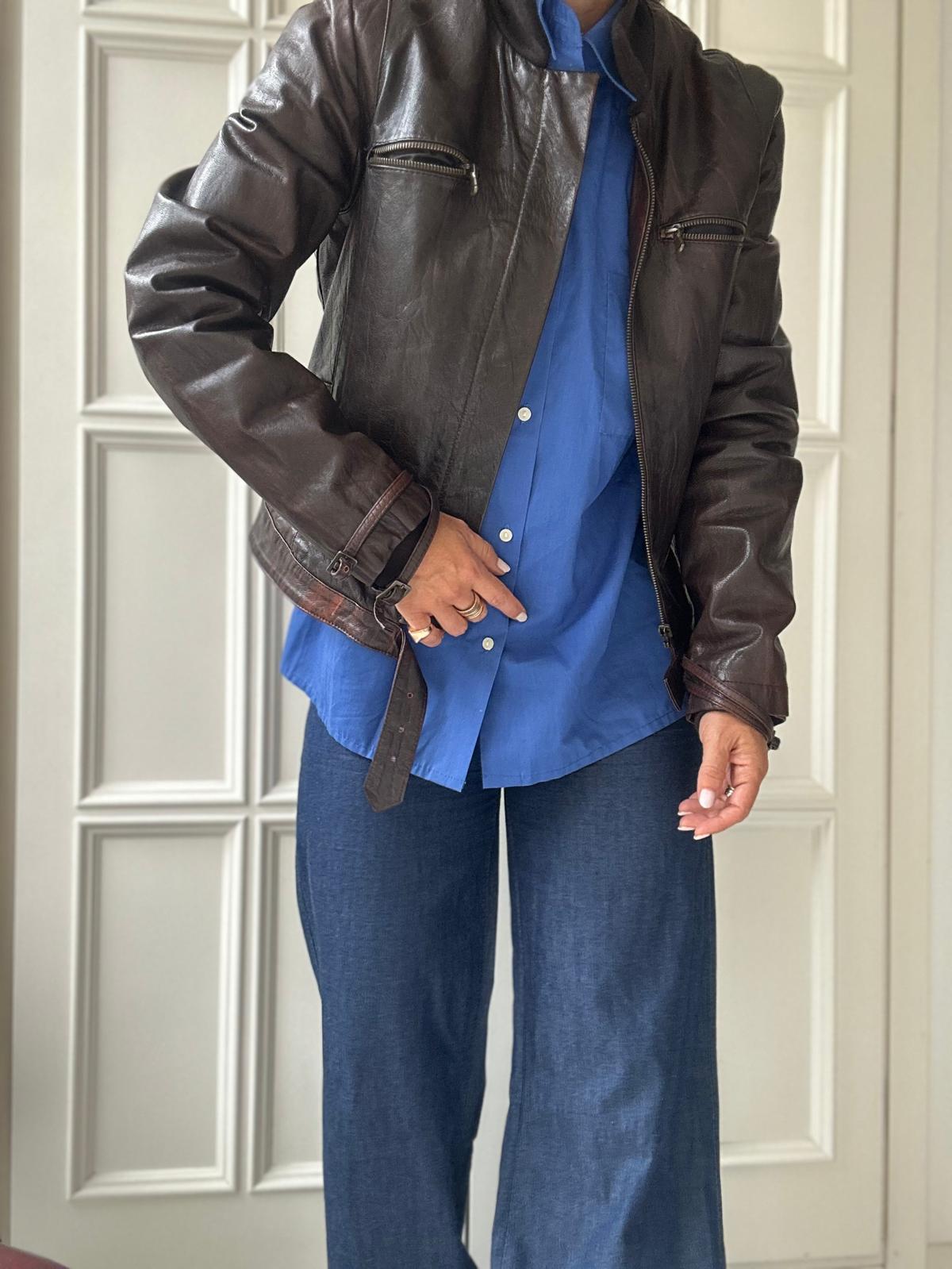 Biker vintage pelle borgogna