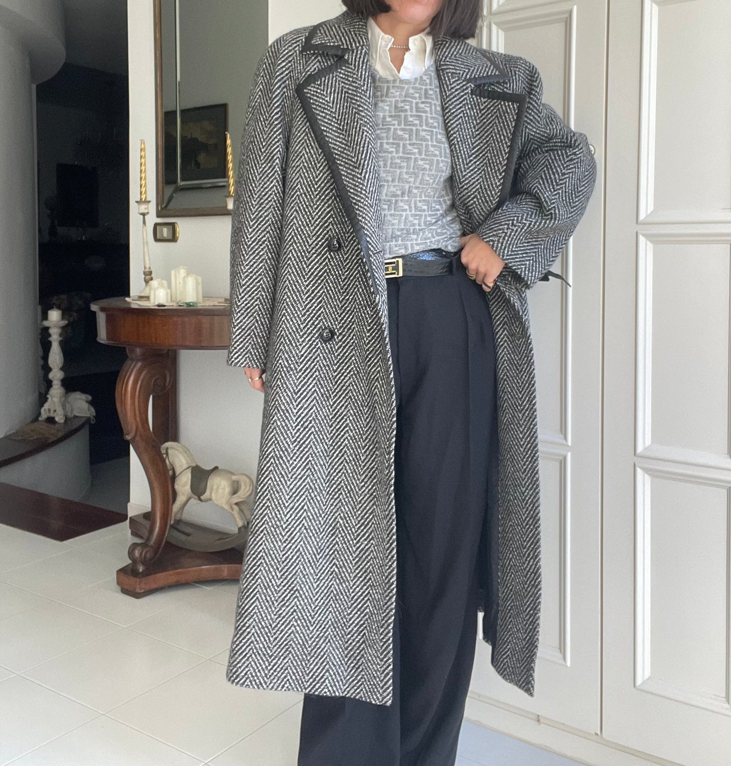 Cappotto in pura lana spigato