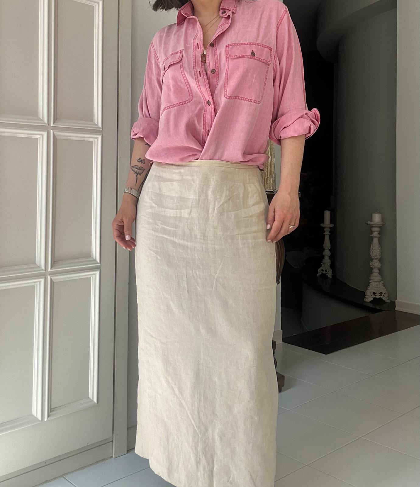 Camicia in pura seta rosa