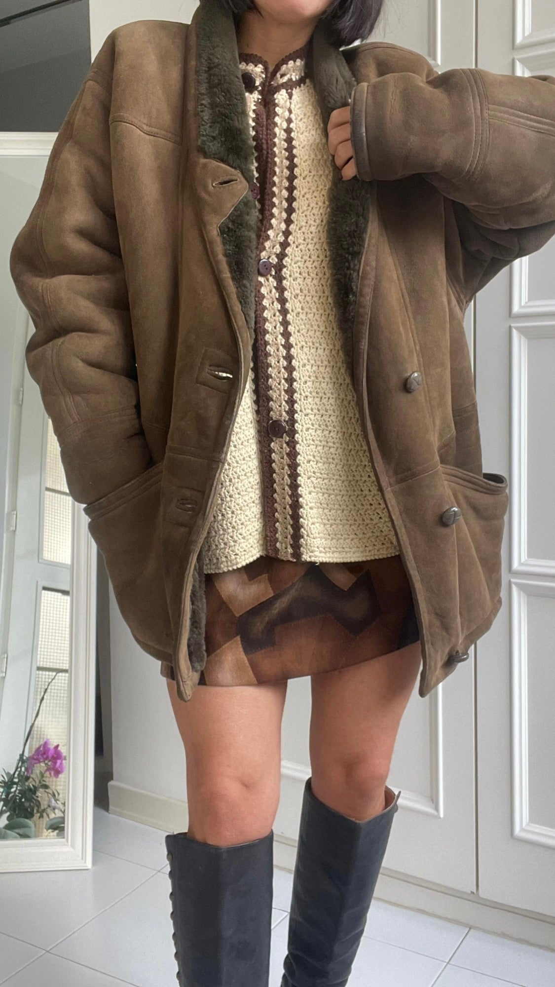 Montone SHEARLING color cioccolato