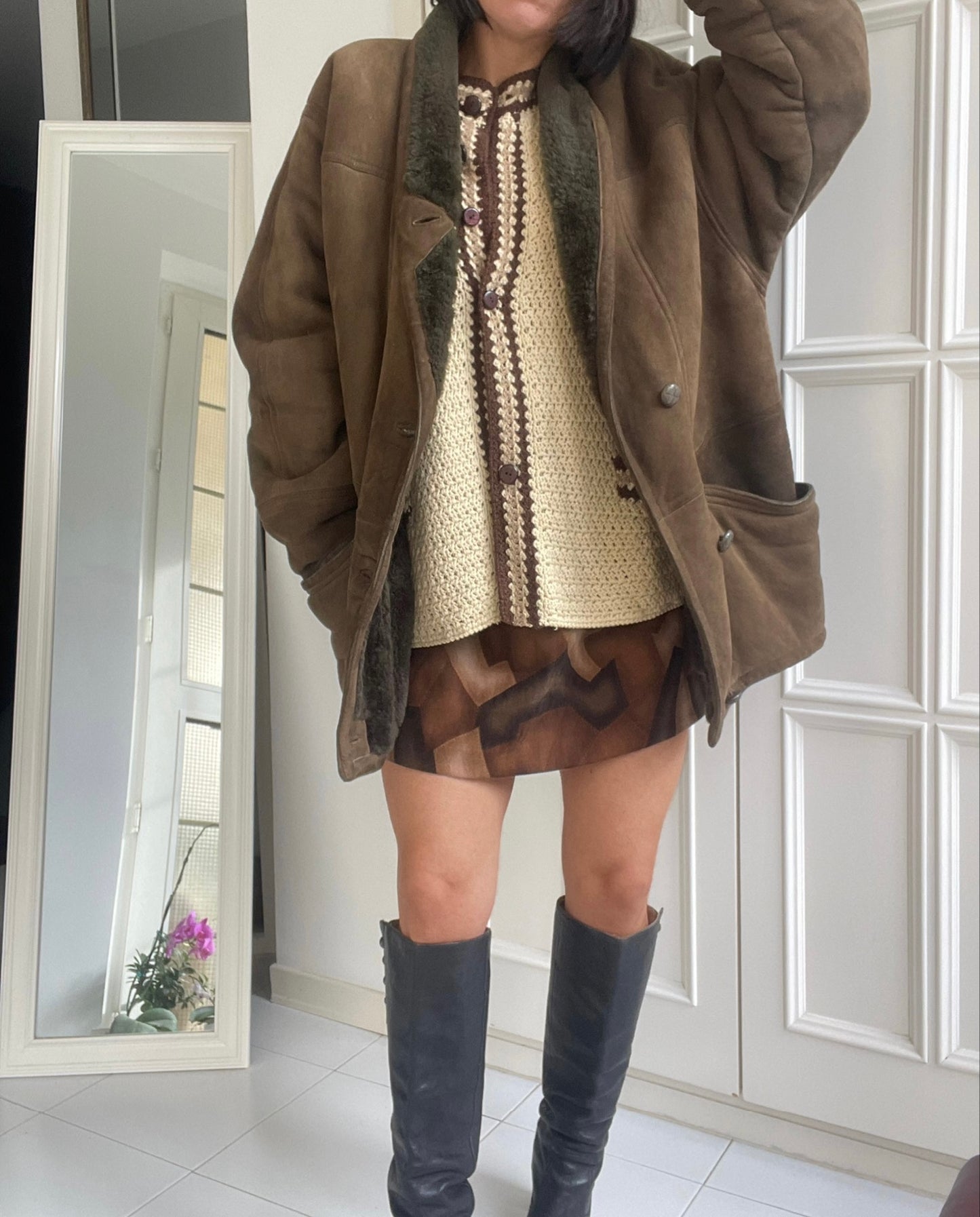 Montone SHEARLING color cioccolato