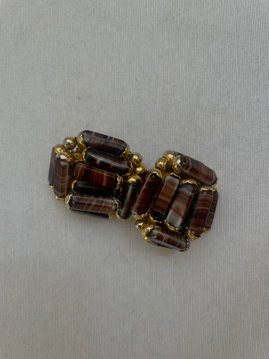 ORECCHINI VINTAGE OCCHIO DI TIGRE