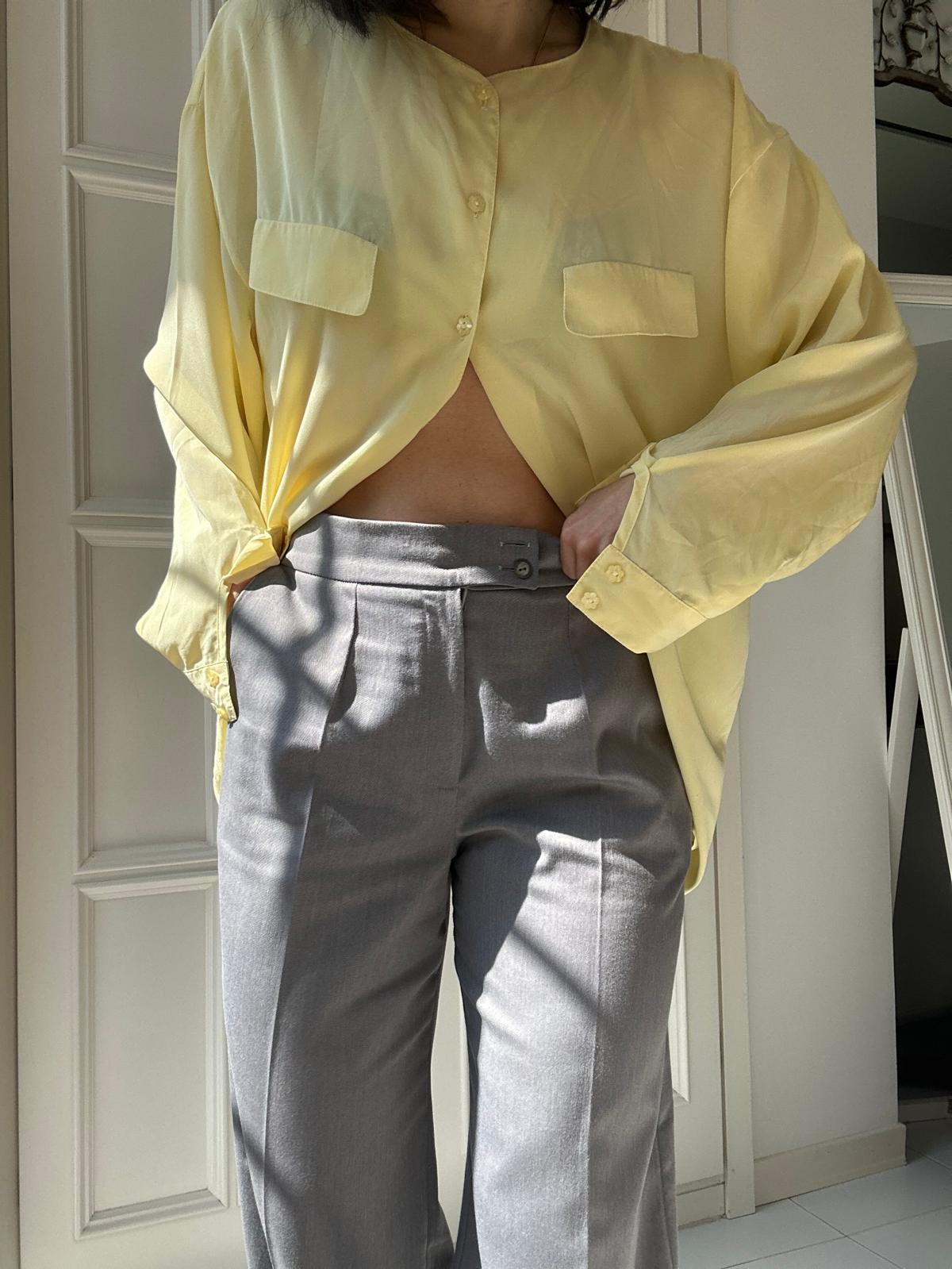 Camicia in seta giallo burro