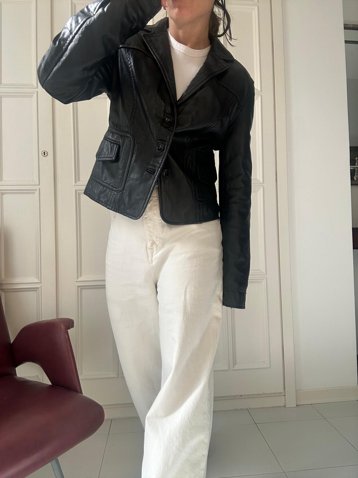 Blazer corto in pelle
