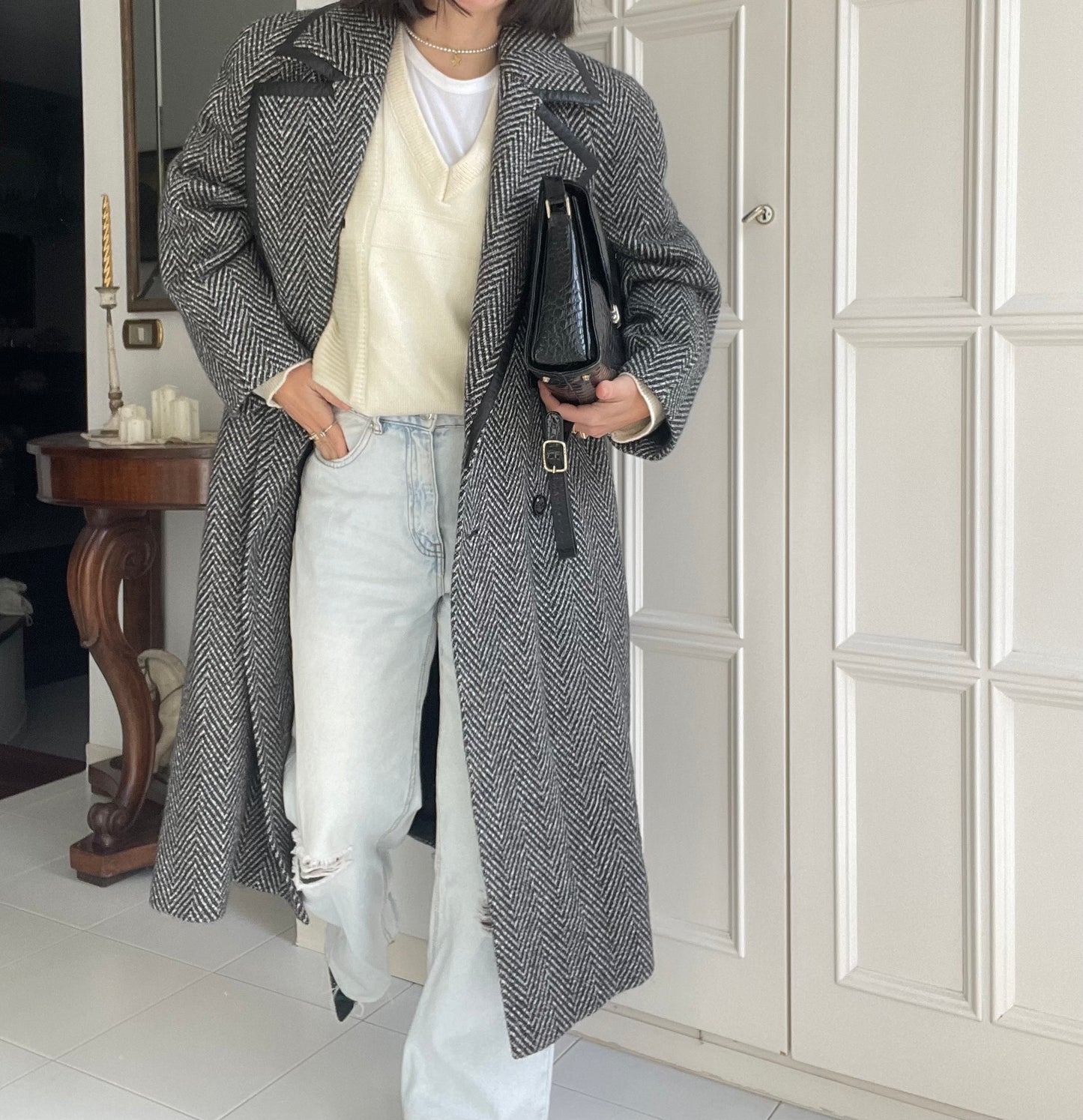 Cappotto in pura lana spigato