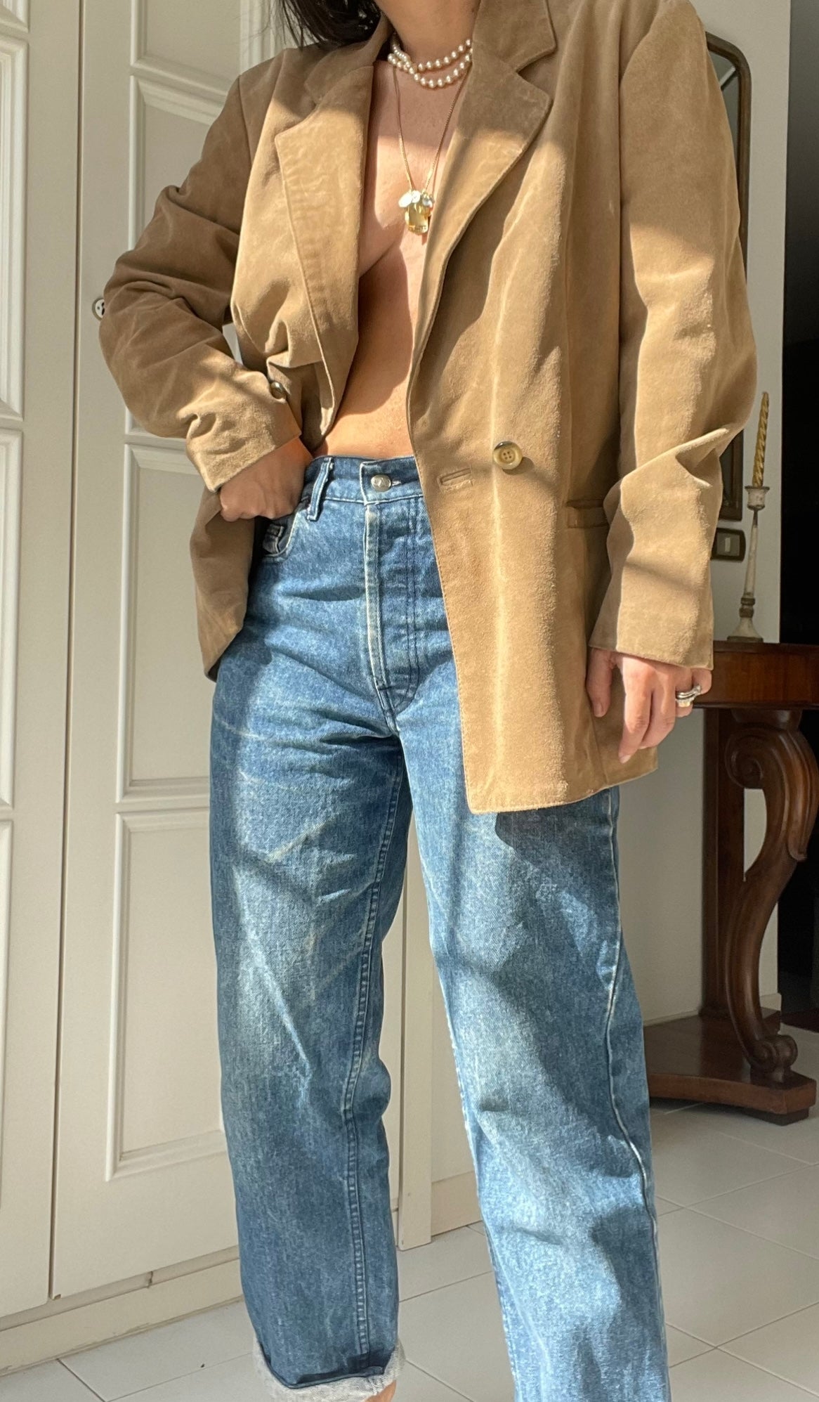 BLAZER IN PELLE SCAMOSCIATA