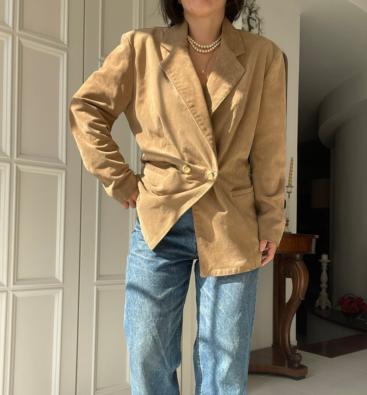 BLAZER IN PELLE SCAMOSCIATA
