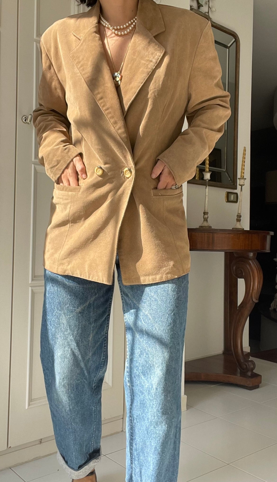 BLAZER IN PELLE SCAMOSCIATA