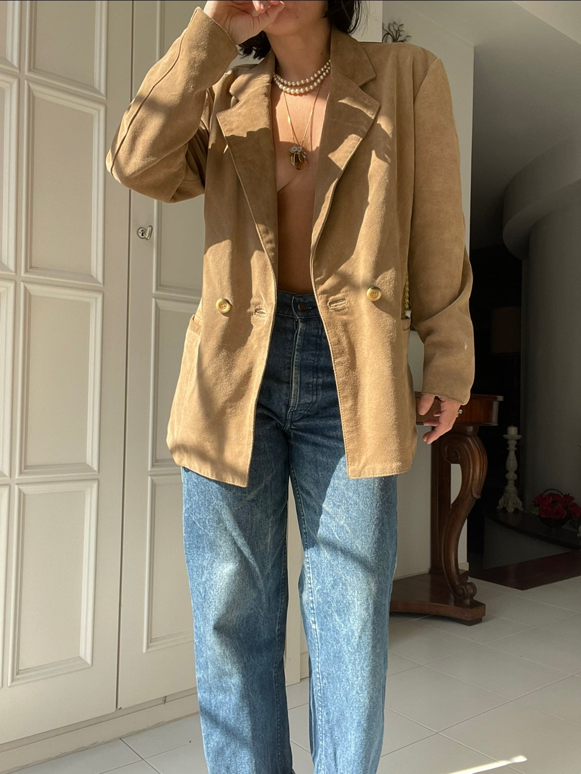 BLAZER IN PELLE SCAMOSCIATA