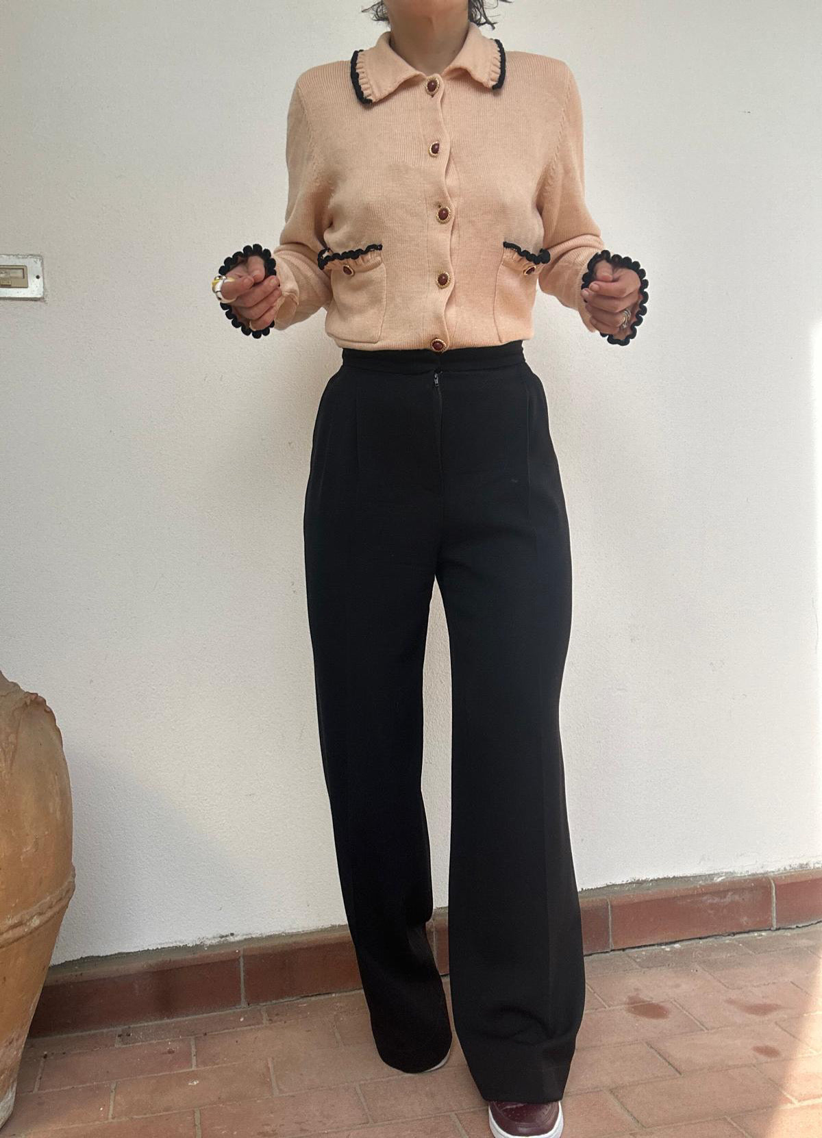 Cardigan rosa stile miu miu