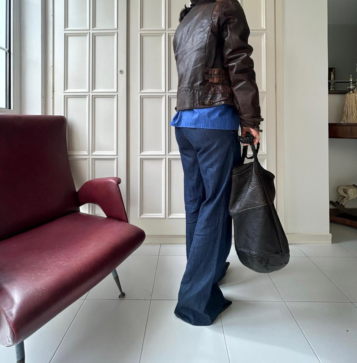 Biker vintage pelle borgogna