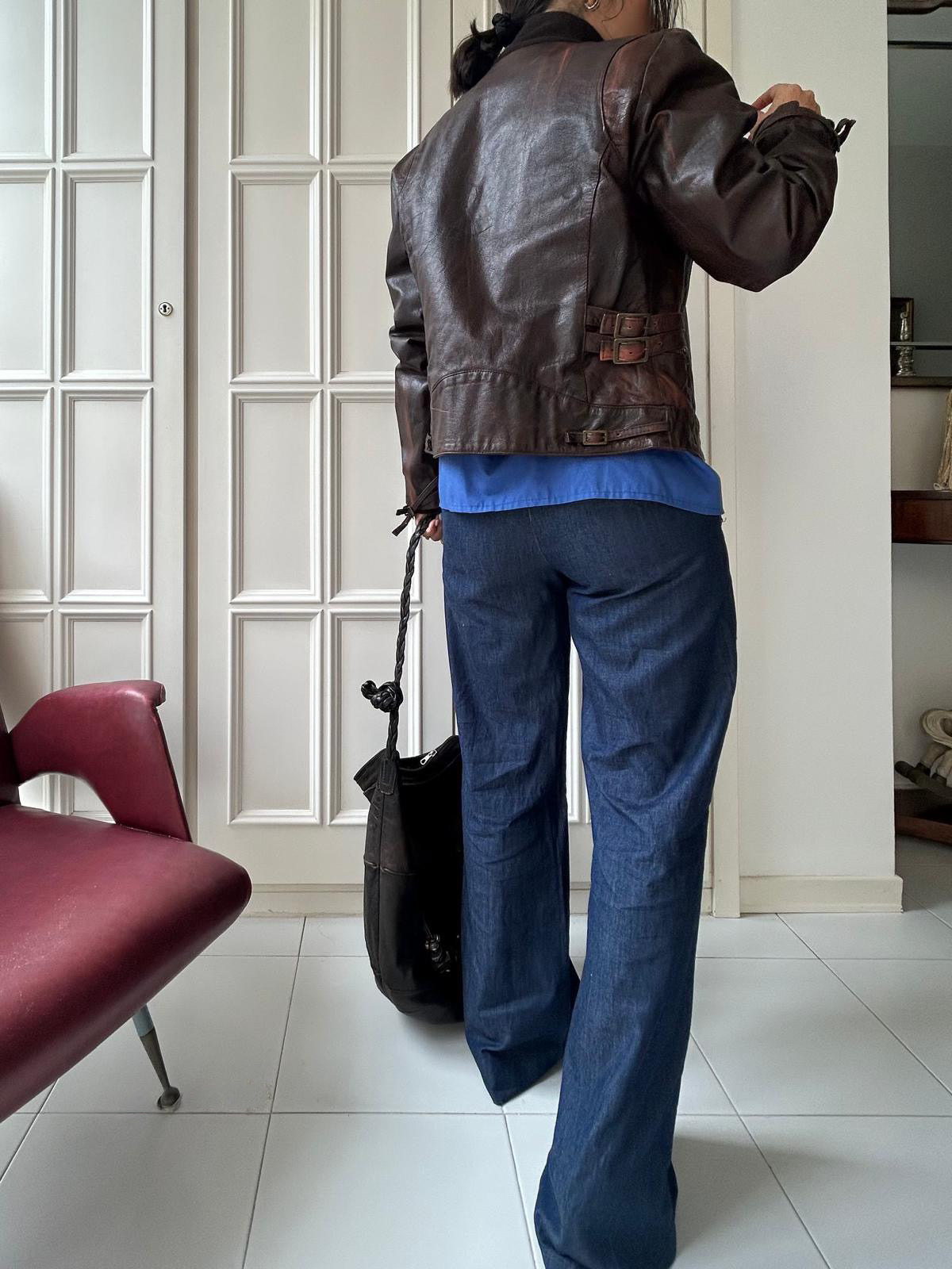 Biker vintage pelle borgogna