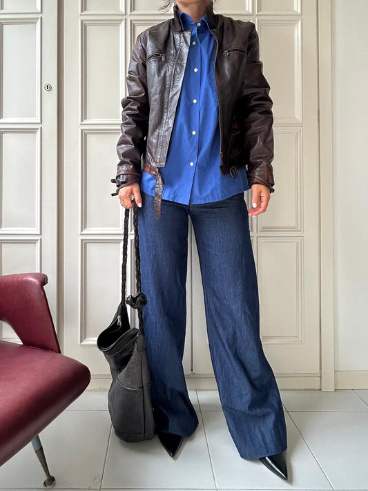 Biker vintage pelle borgogna