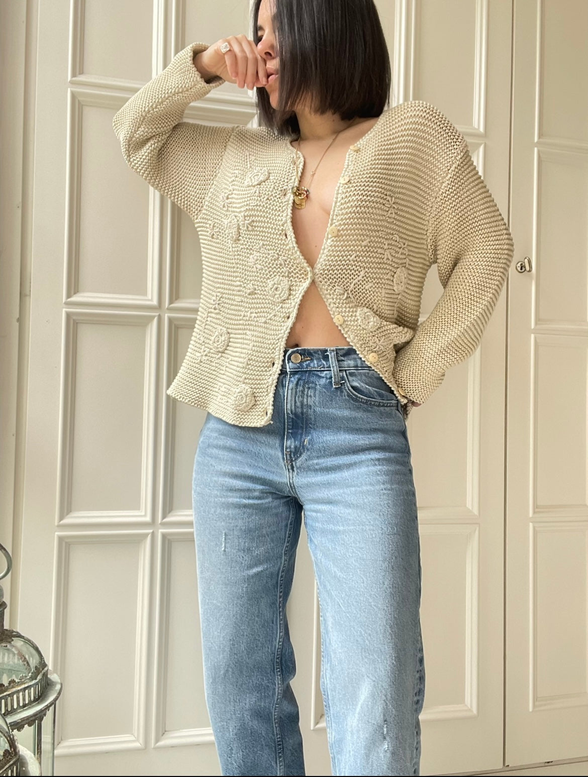 CARDIGAN CON DETTAGLI MACRAME’