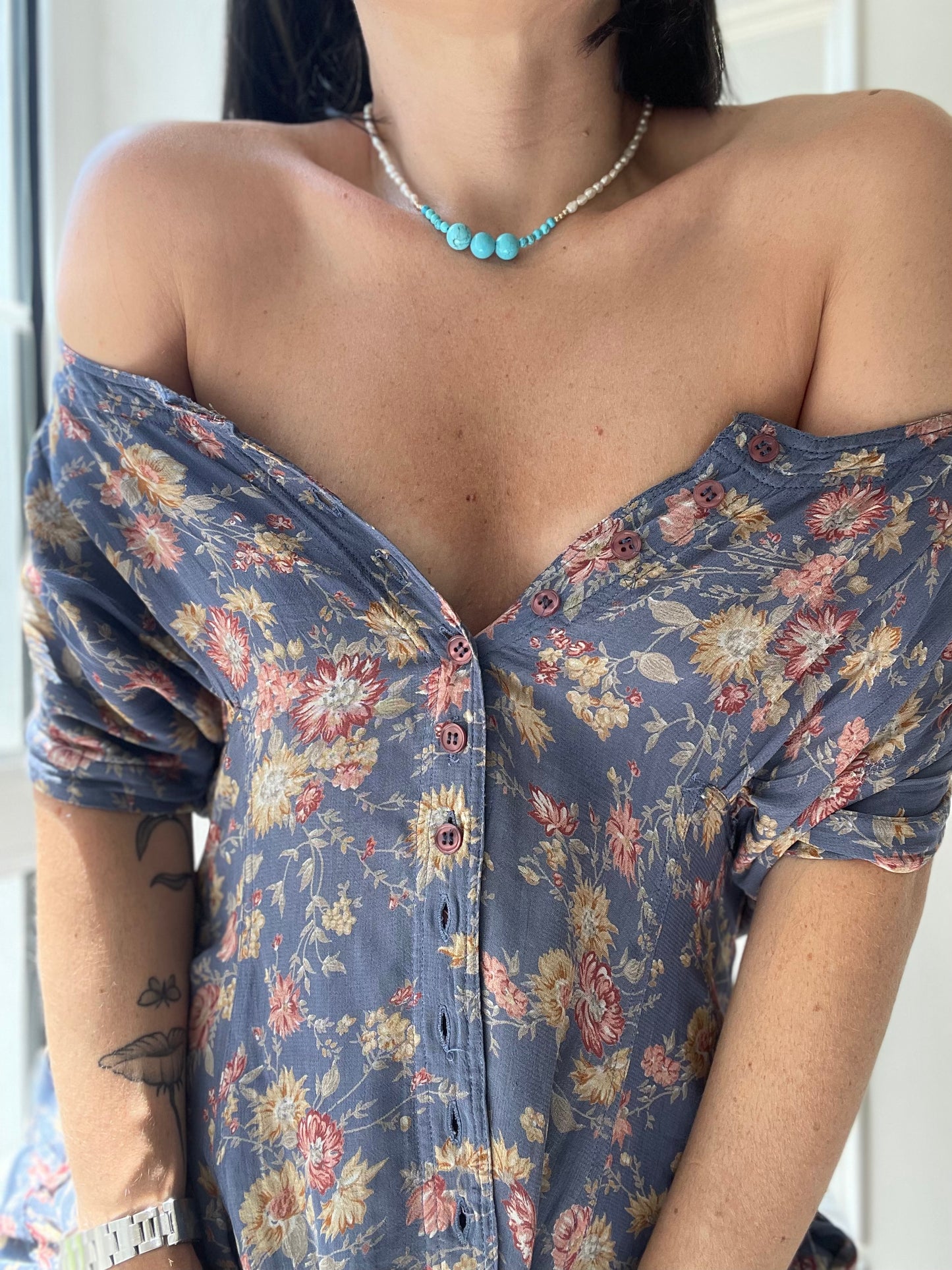 COLLANA PERLE DI FIUME E TURCHESE