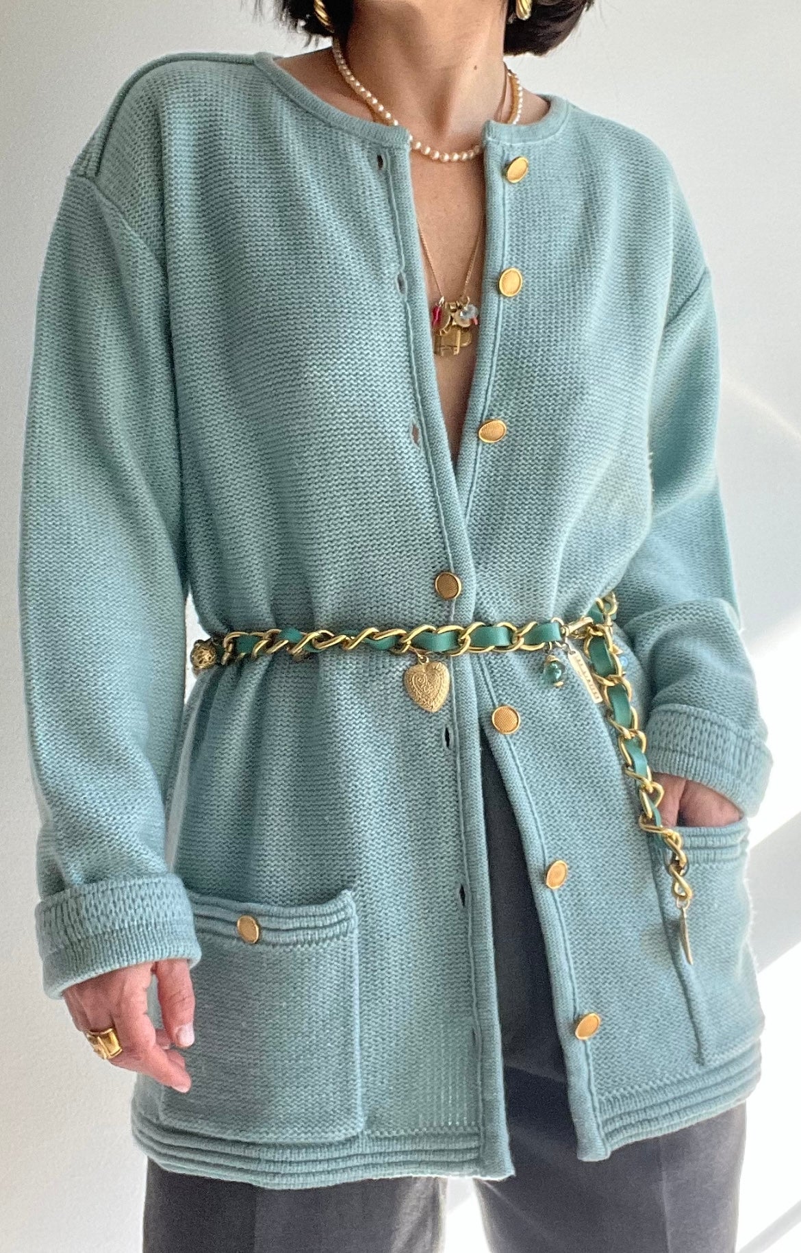 WOOL CARDIGAN/JACKET CON CINTURA