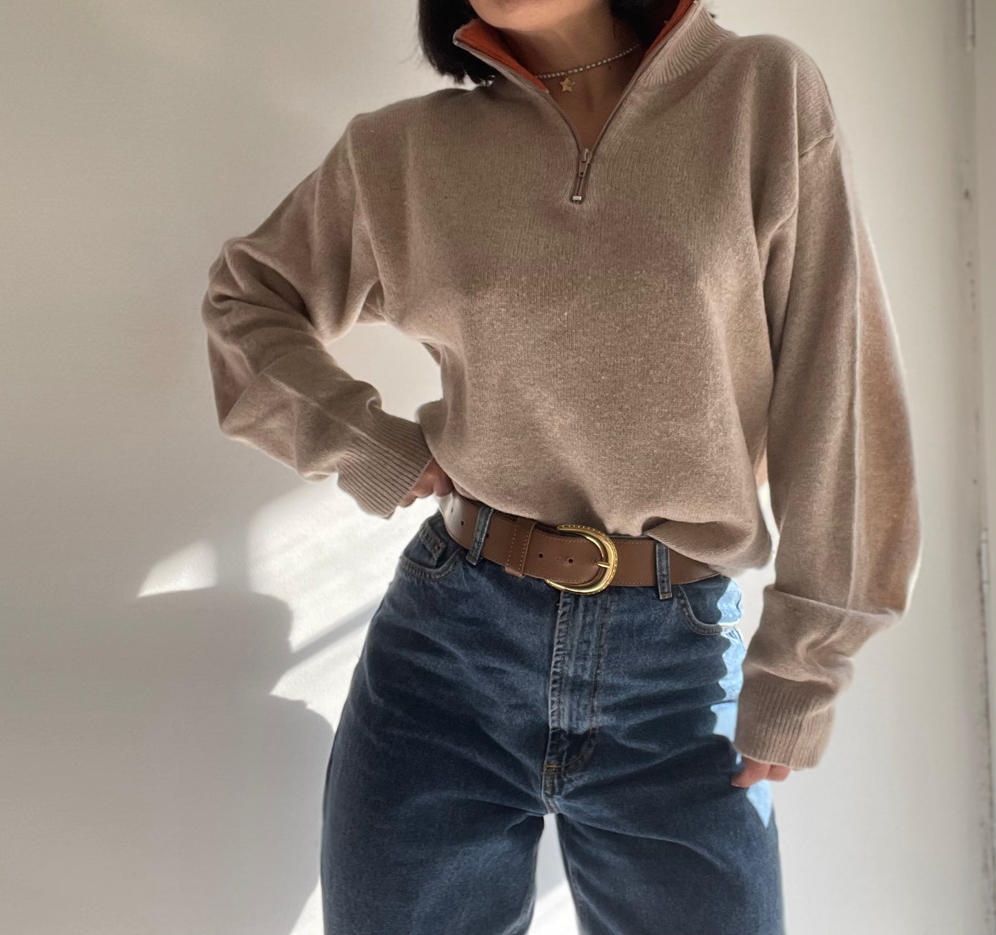 PURE WOOL POLO COLLAR PULL