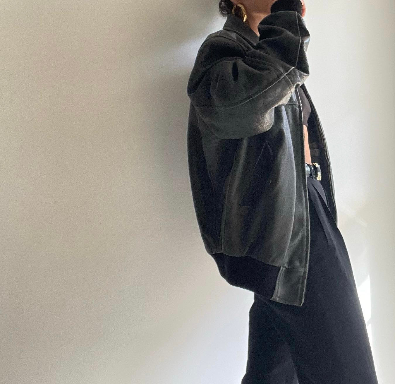 Bomber in vera pelle colore grigio
