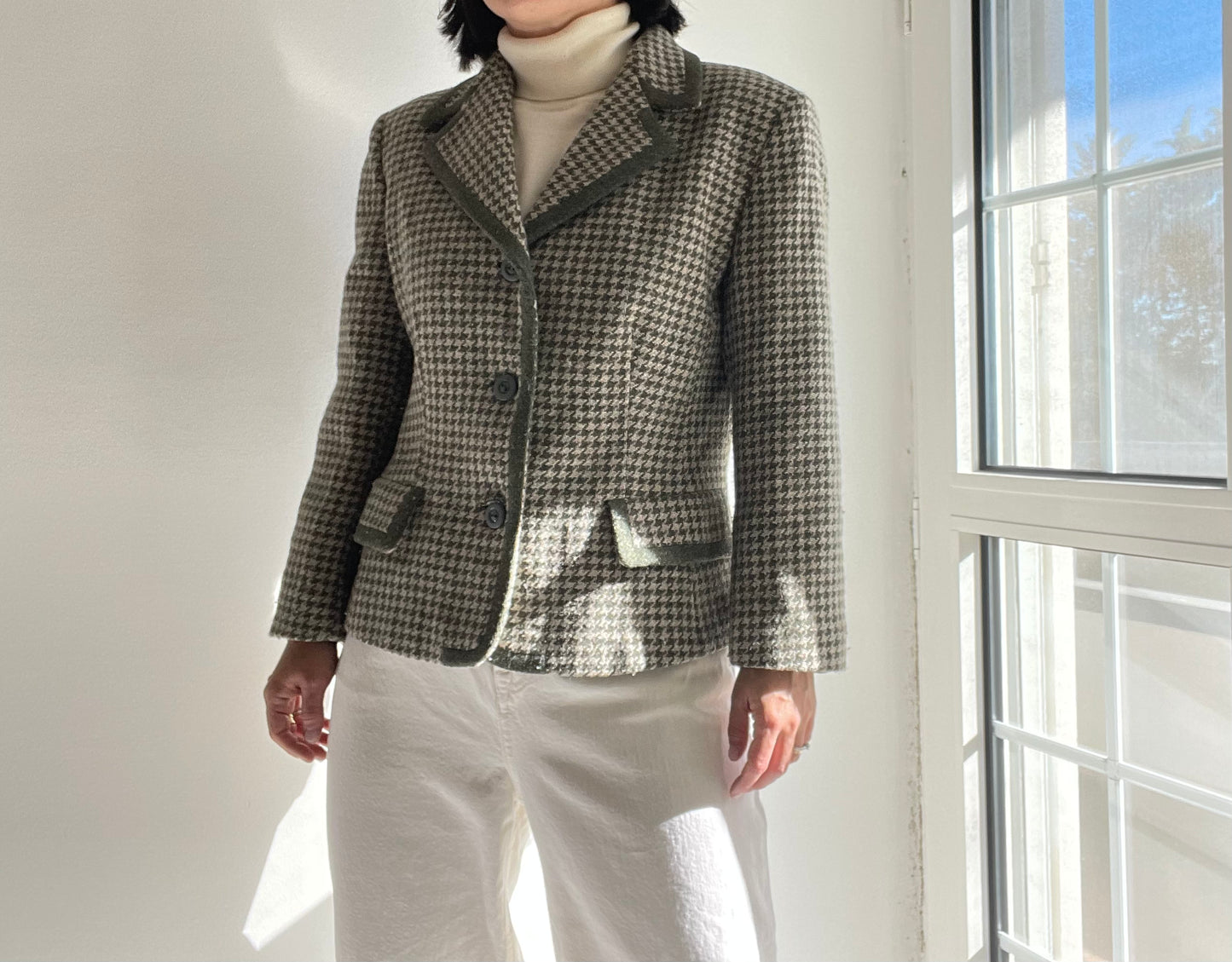 PURE WOOL PERFECT PIED DE POULE BLAZER REGINA SCHRECKER