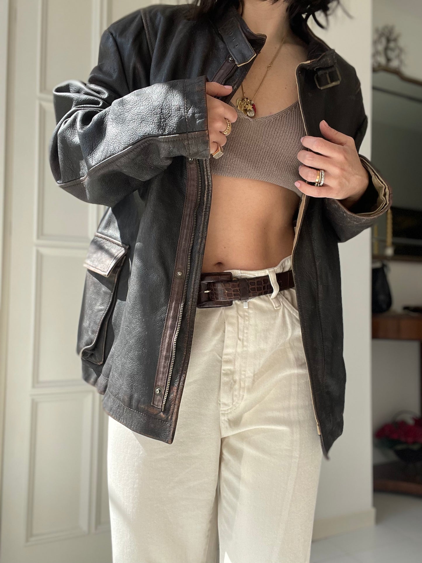 BIKER IN PELLE OVER SIZE