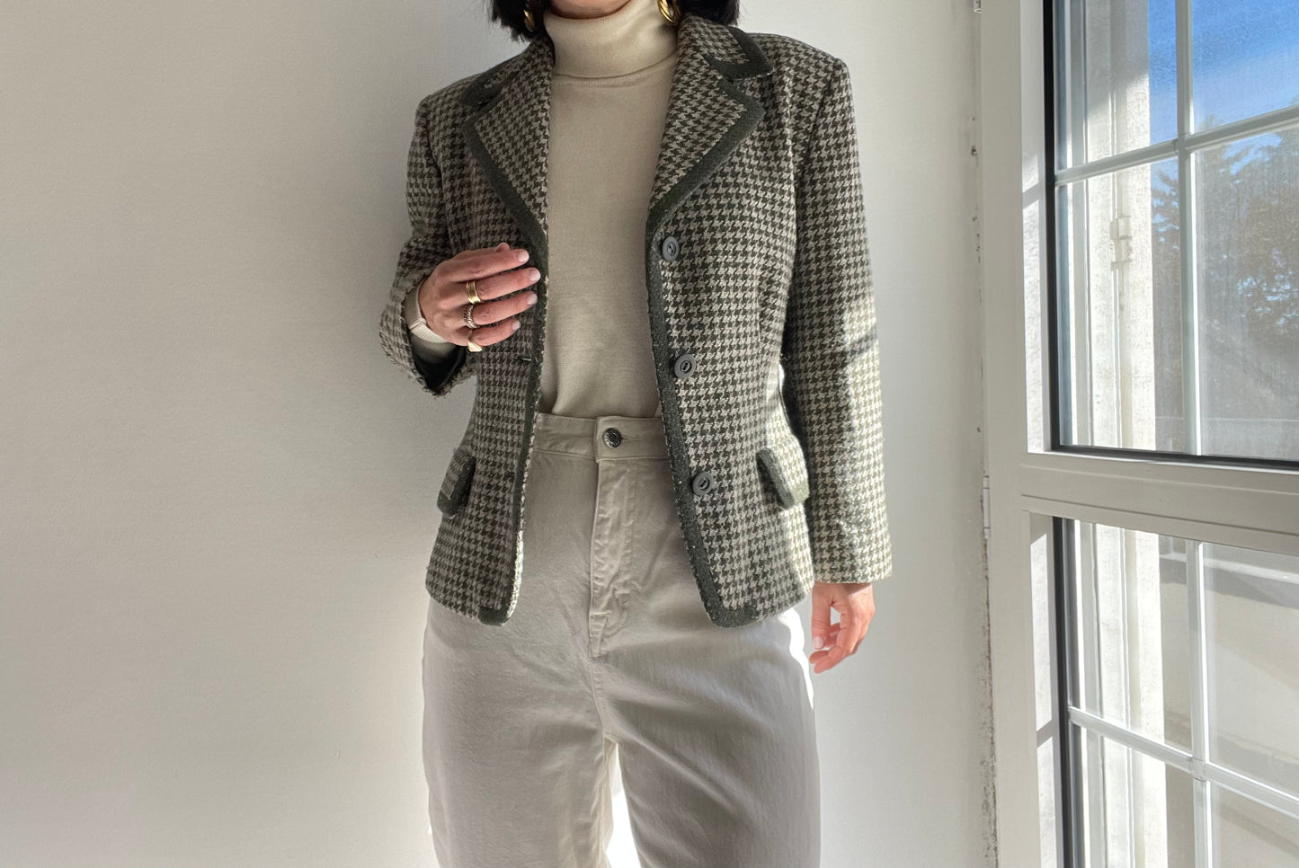 PURE WOOL PERFECT PIED DE POULE BLAZER REGINA SCHRECKER