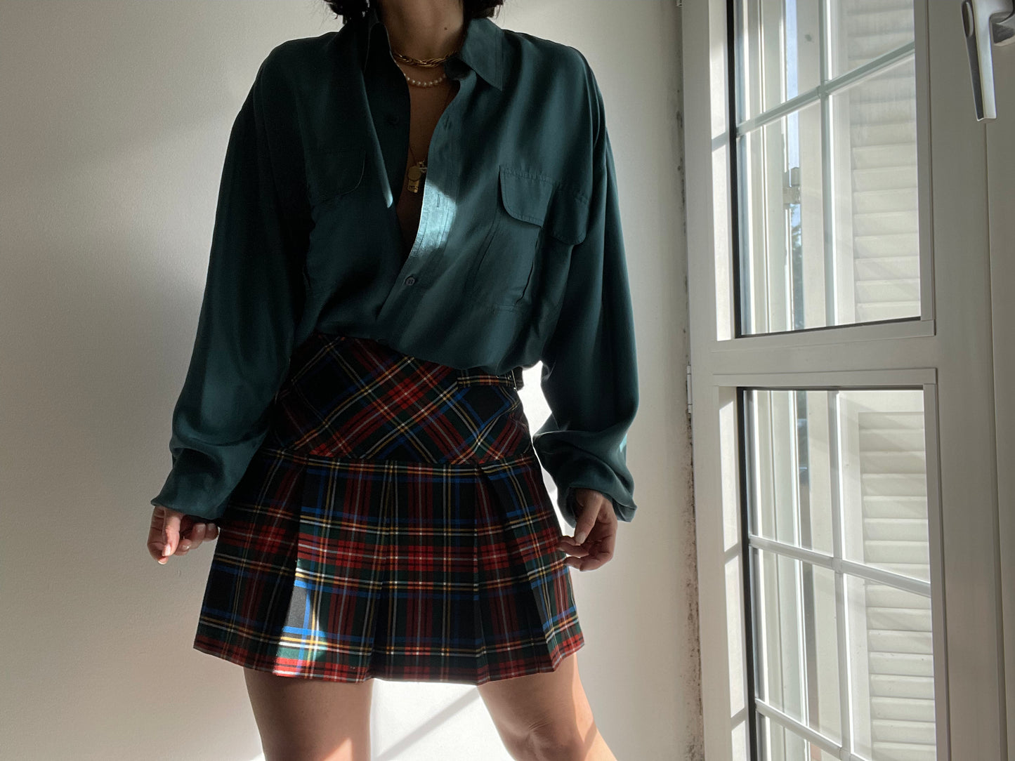 CAMICIA PURA SETA PETROLIO