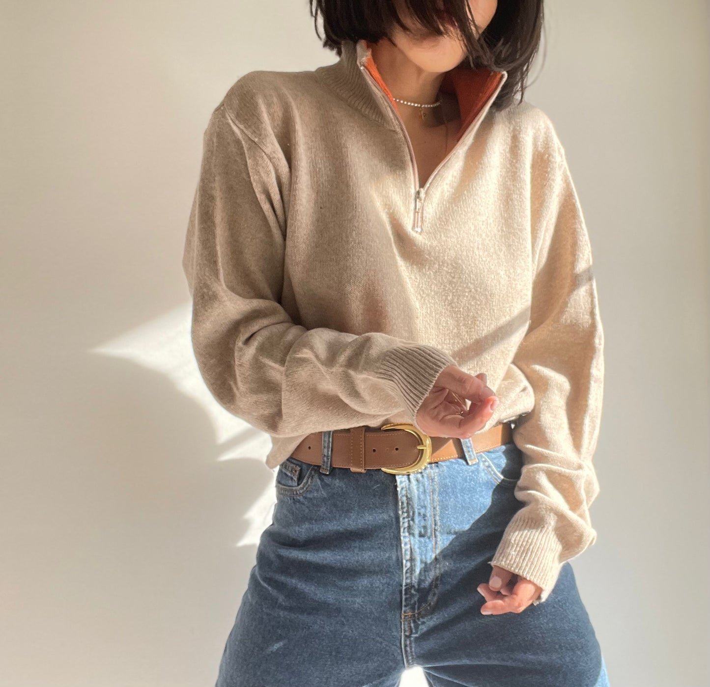 PURE WOOL POLO COLLAR PULL