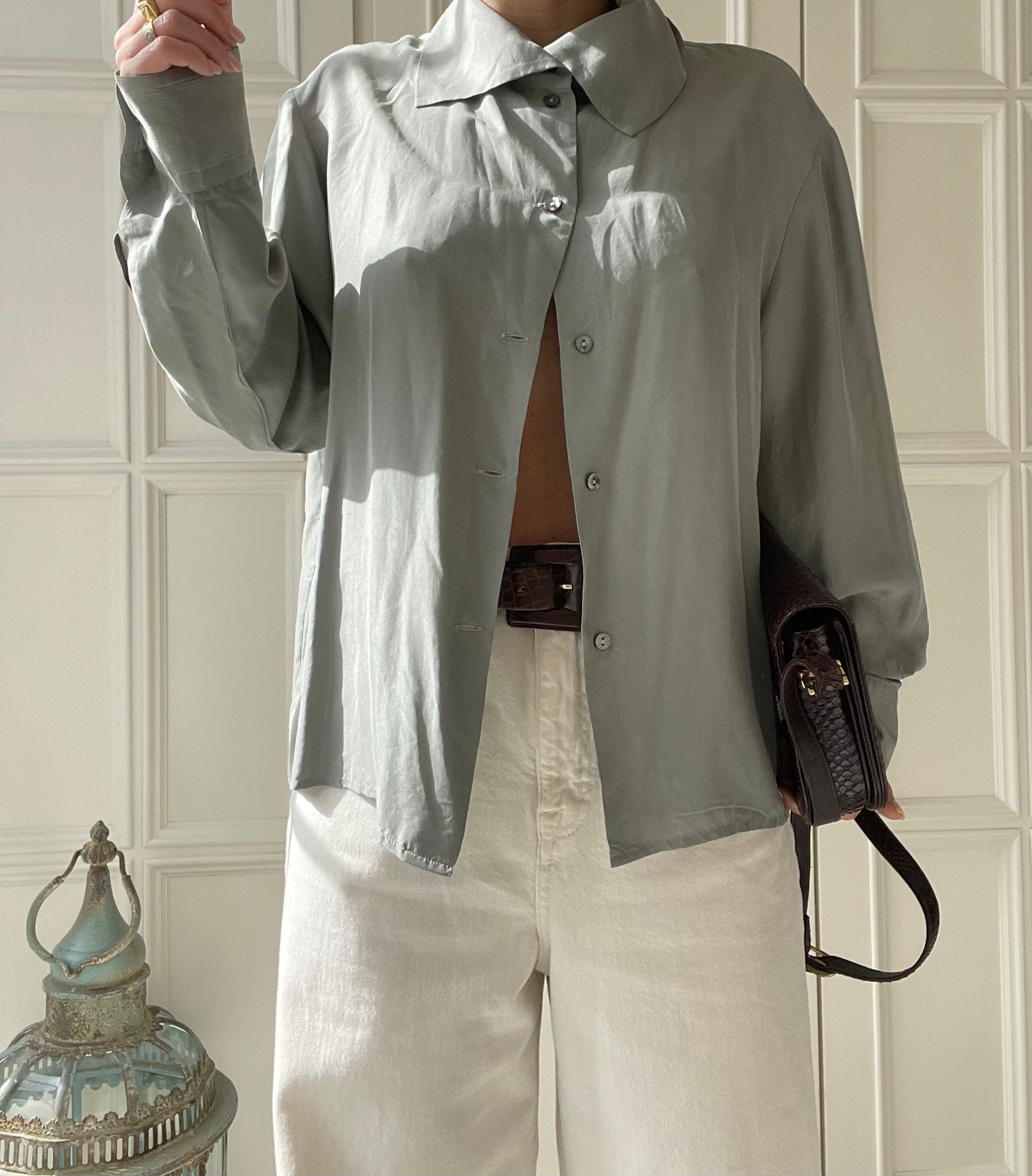 CAMICIA IN PURA SETA GRIGIA