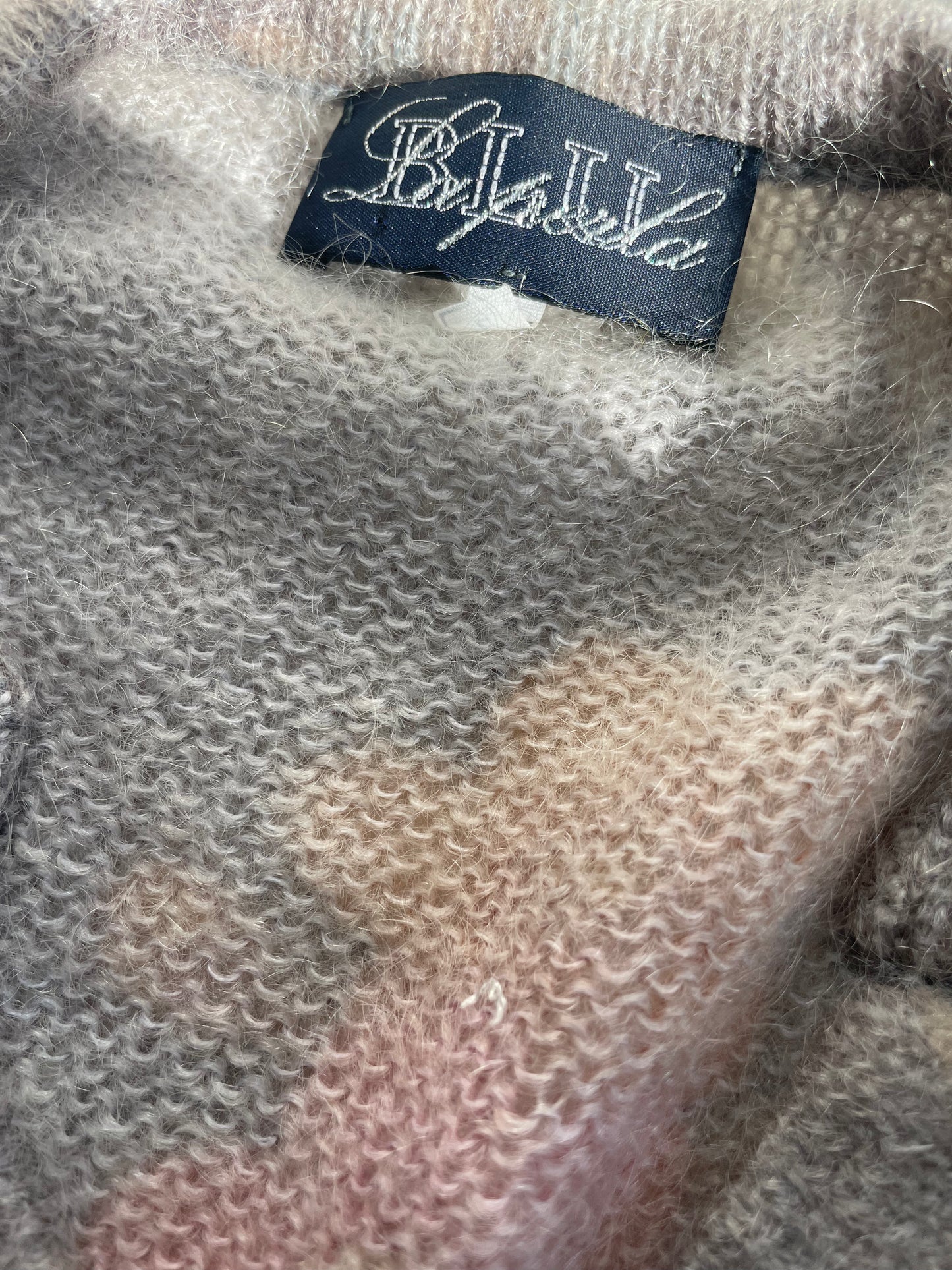 VINTAGE LA PERLA MOHAIR AND WOOL BLEND HAND EMBROIDERED GRAY CARDIGAN