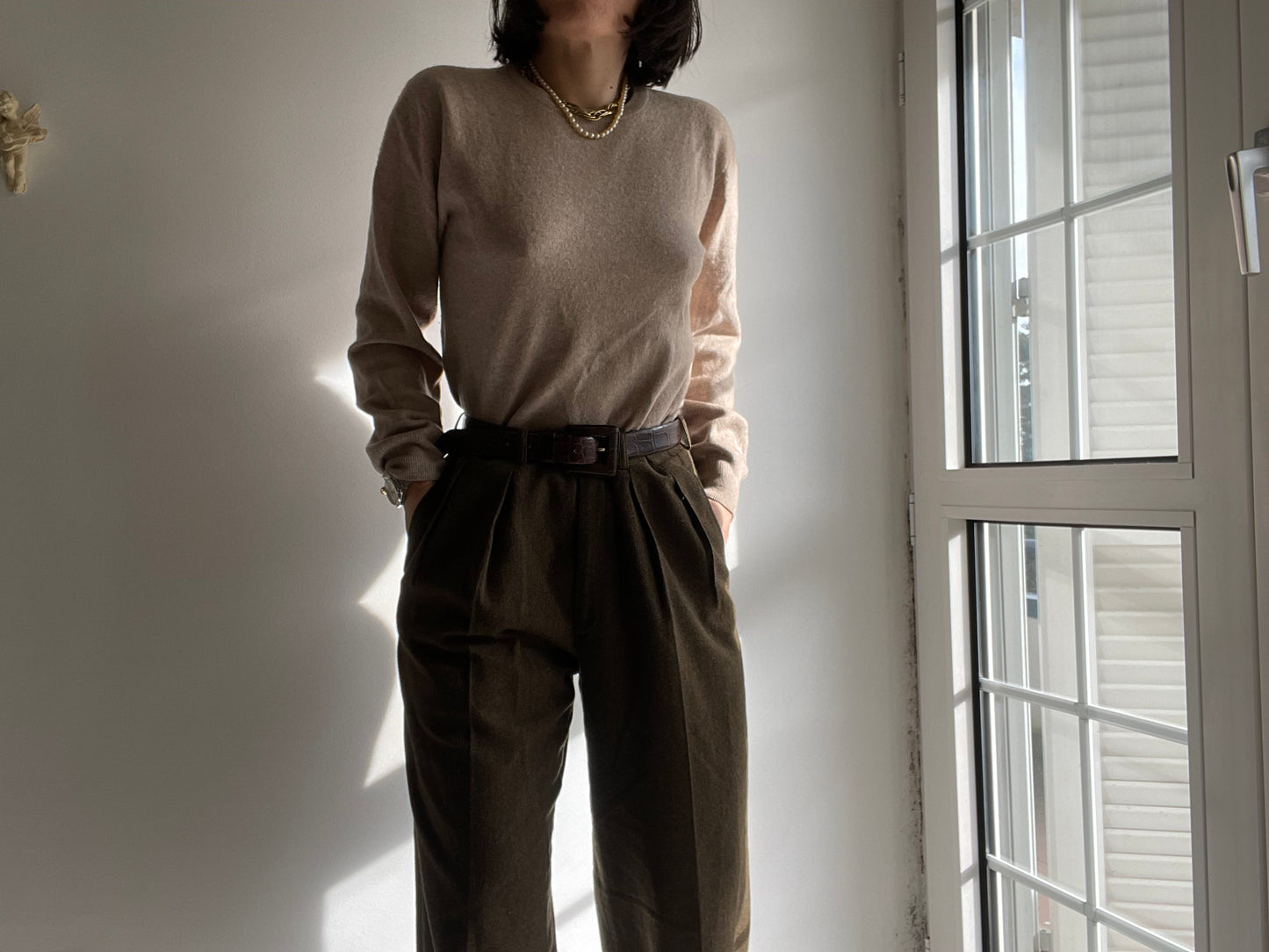 KENZO PURE WOOL GREEN PANTS