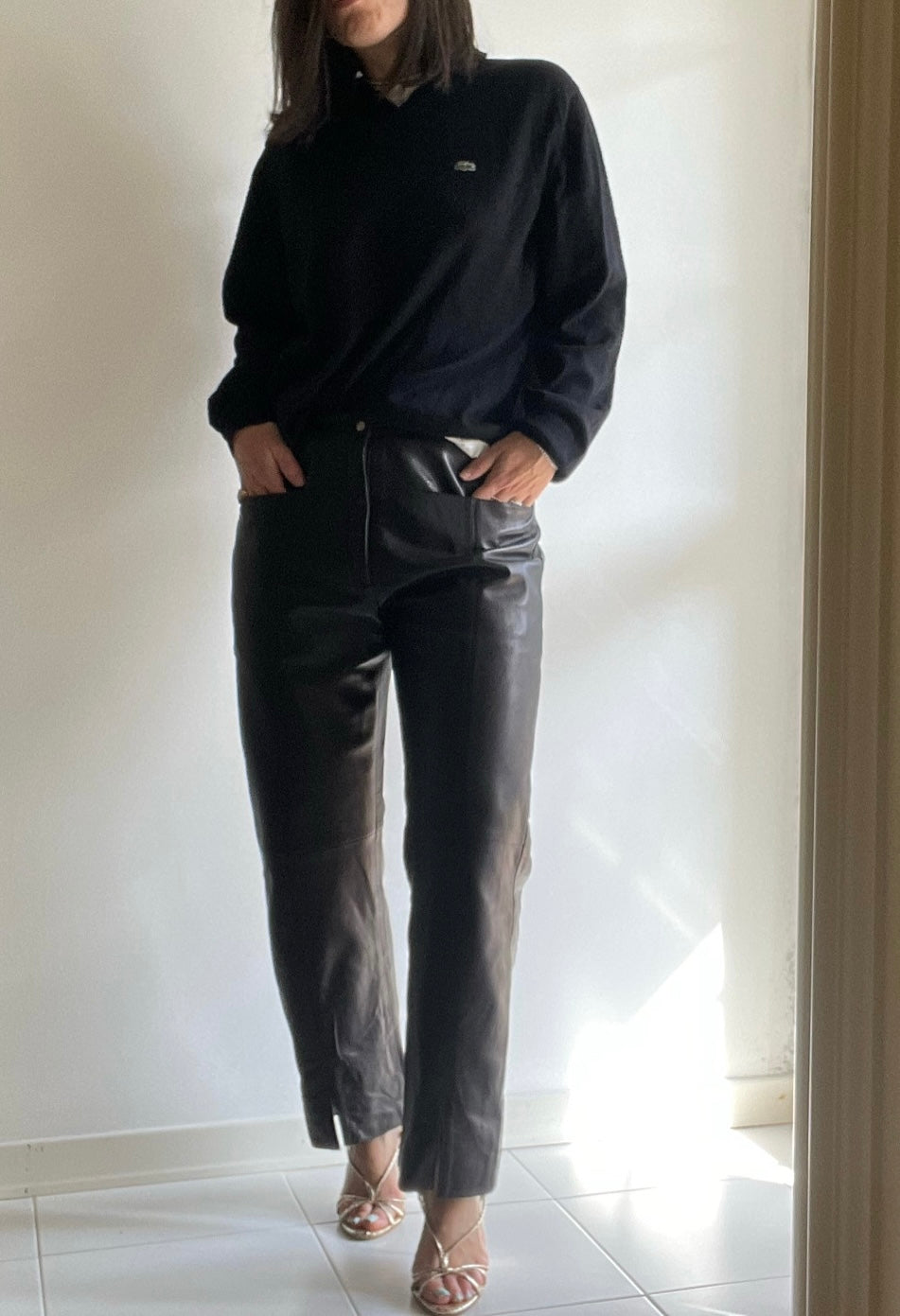 LEATHER PLEATS PANTS