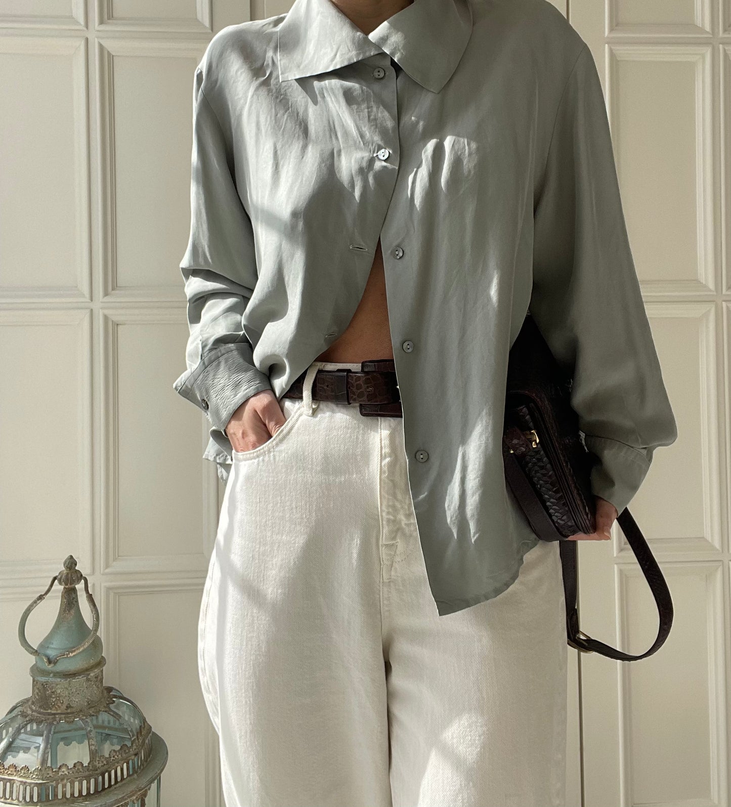 CAMICIA IN PURA SETA GRIGIA