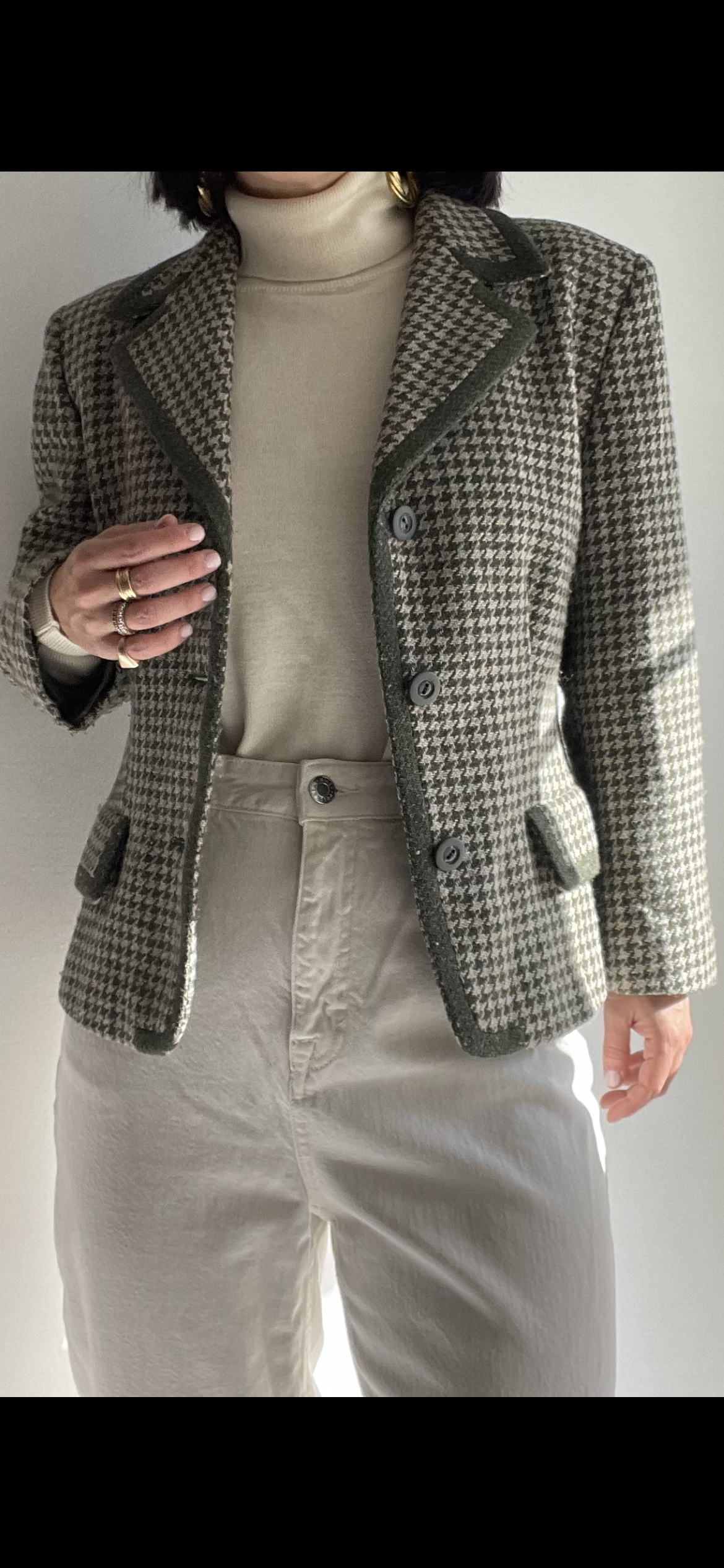 PURE WOOL PERFECT PIED DE POULE BLAZER REGINA SCHRECKER