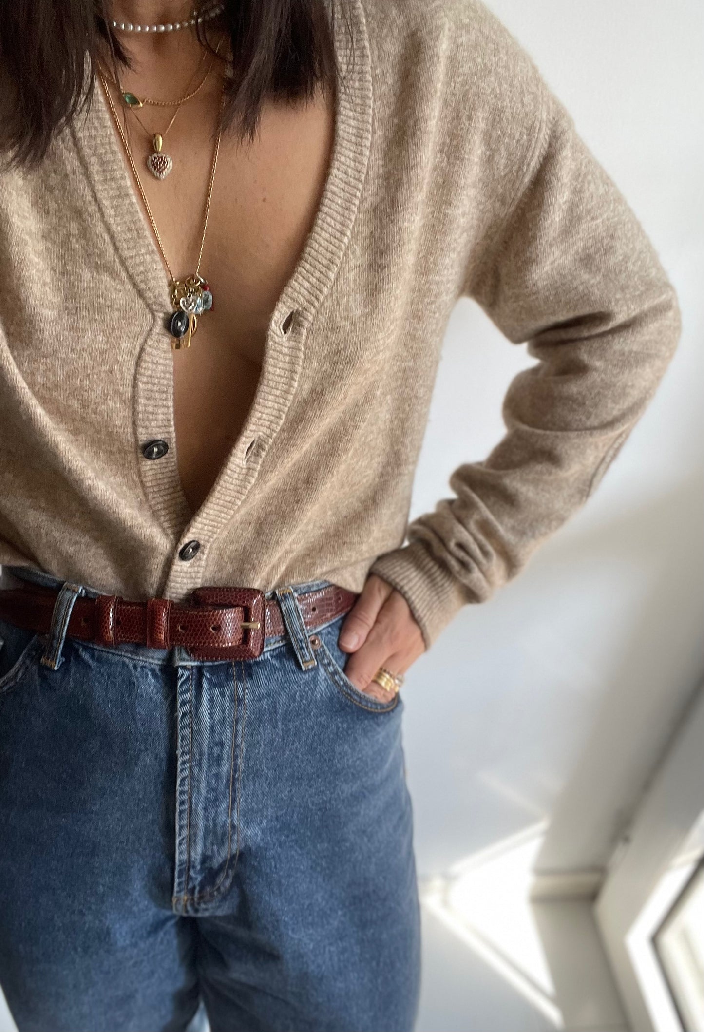 VINTAGE PURE CASHMERE CAMEL CARDIGAN