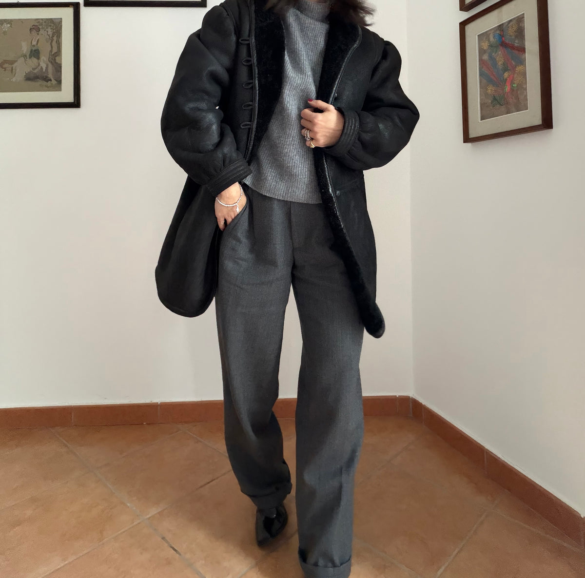 Montone nero shearling