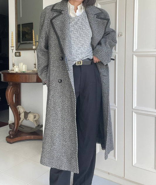 Cappotto in pura lana spigato