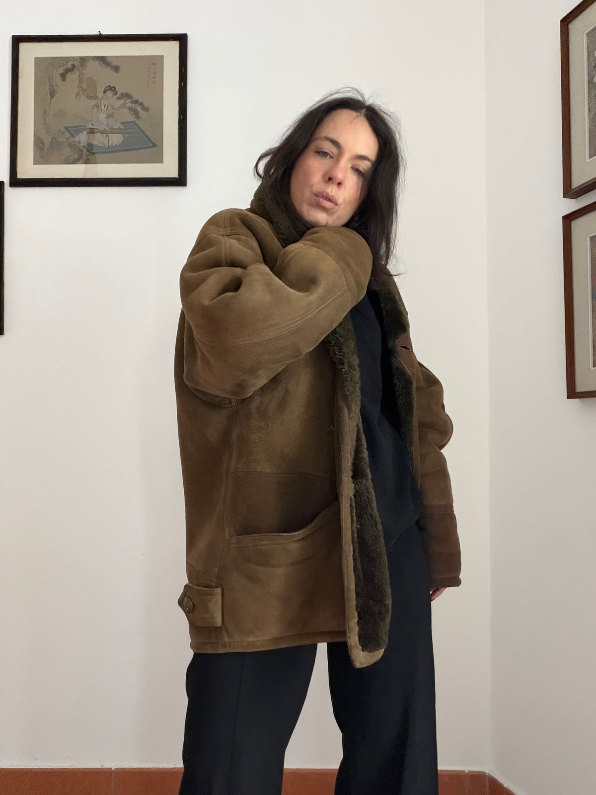 Montone shearling kaki