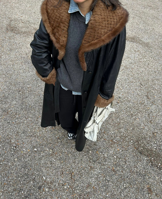 Cappotto lungo in pelle