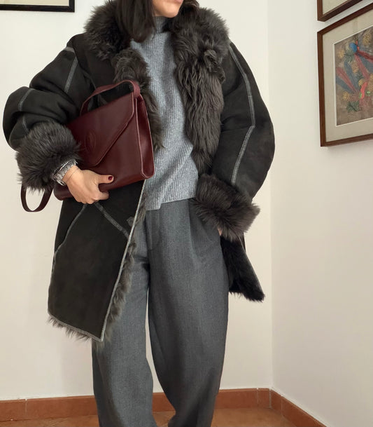Montone shearling grigio