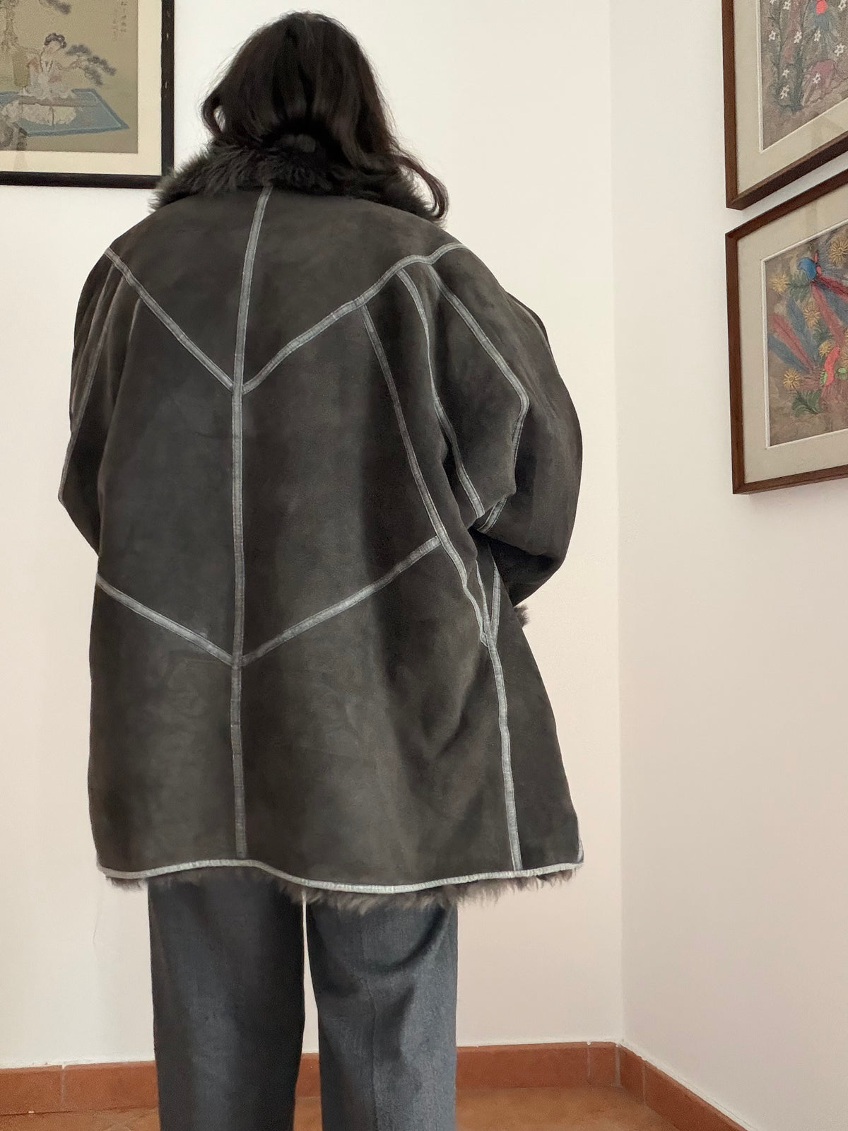 Montone shearling grigio