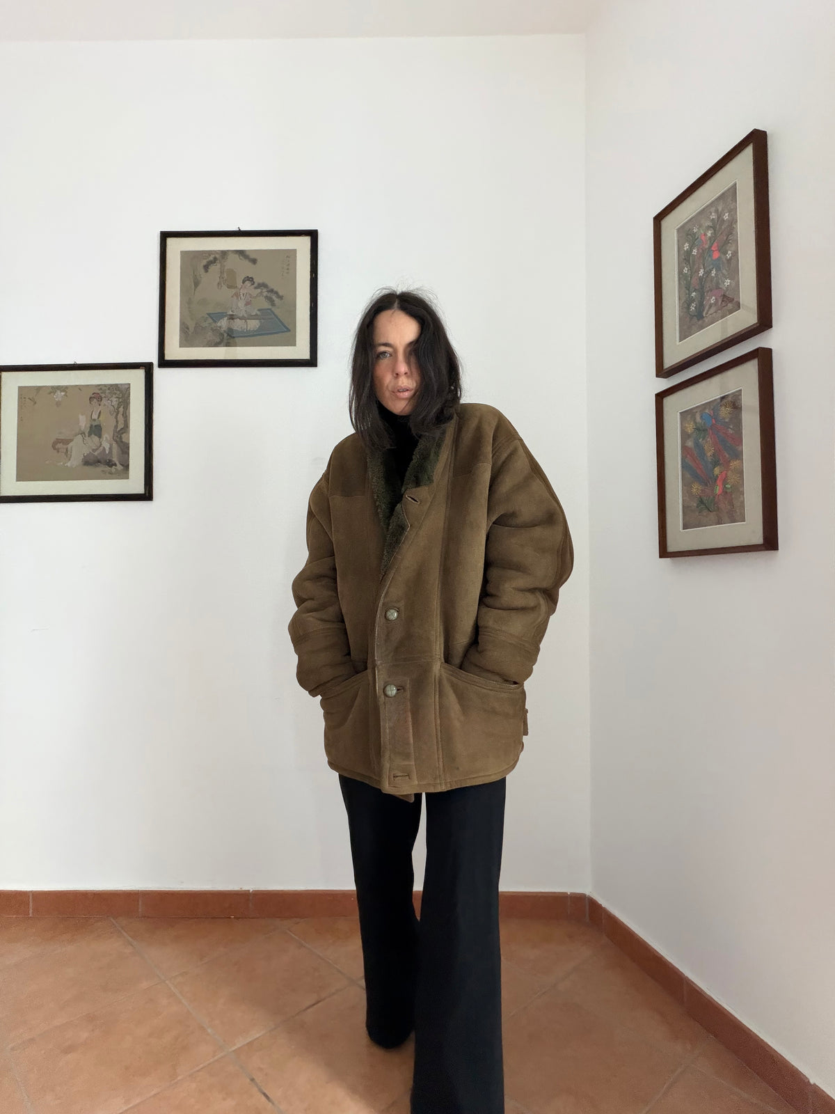 Montone shearling kaki