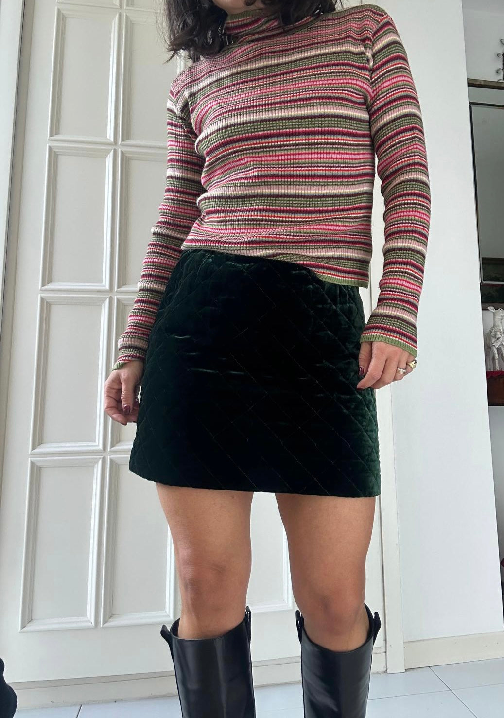 Pullover righe collo alto