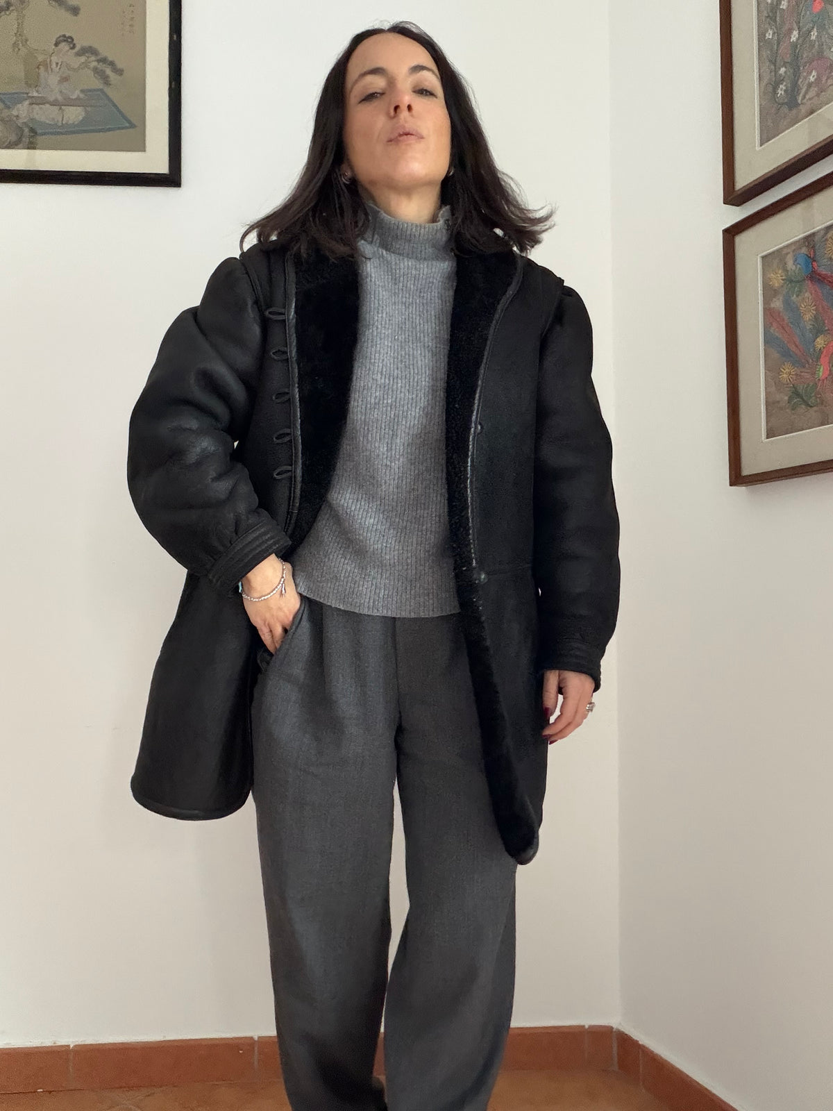 Montone nero shearling