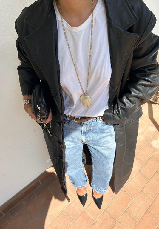 Trench lungo in pelle