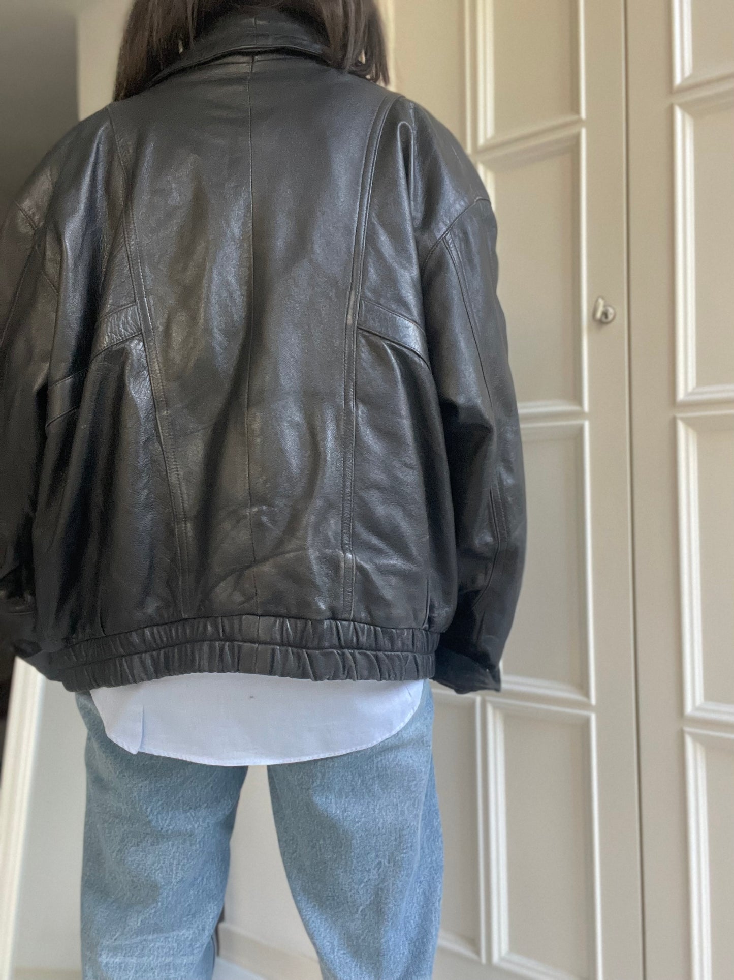 Bomber in pelle nero