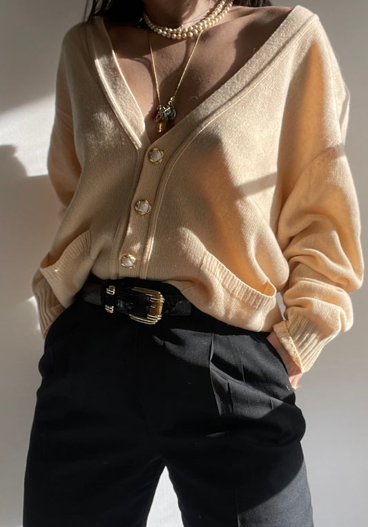 PURE WOOL CREAM CARDIGAN